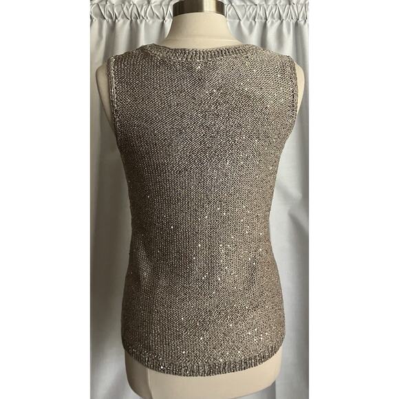 Womens Chicos Special Occasion Cardigan Sweater Tank Top Sequins Taupe Sz 1 - Picture 6 of 16